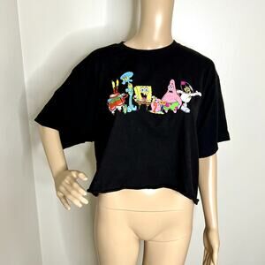 Spongebob Squarepants Black Cropped Graphic Tee